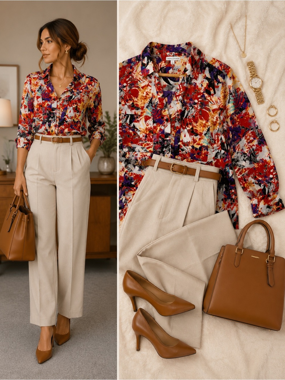 High-Rise Wide Leg Pants in Cream — Women